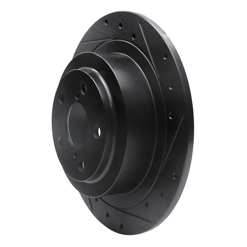 Subaru BAJA Brake Rotor (1) - Rear Right - R1 Concepts - Drilled & Slotted - Black - `00-`06